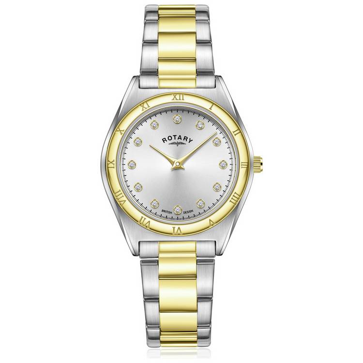 Rotary Ladies Two Tone Stainless Steel Silver Bracelet Watch 0