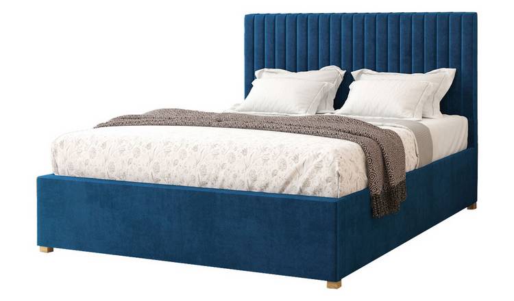 Aspire Double Velvet Adjustable Bed with Mattress - Navy