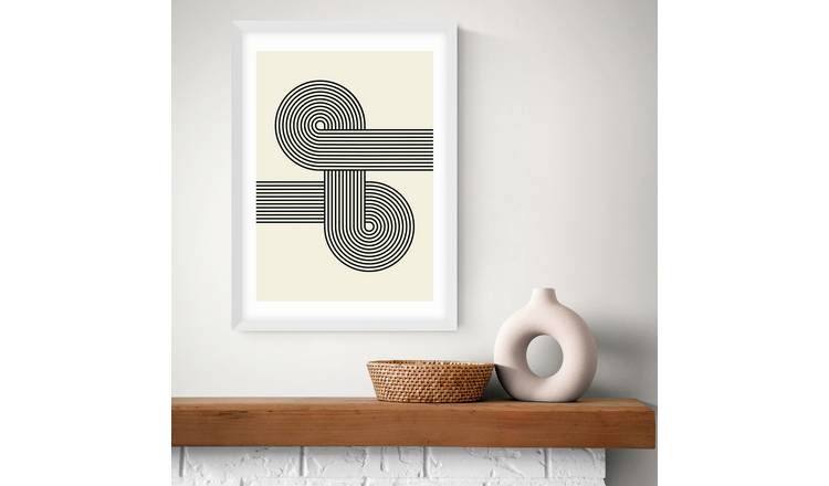 East End Prints Retro Waves White Frame Art Print - A2