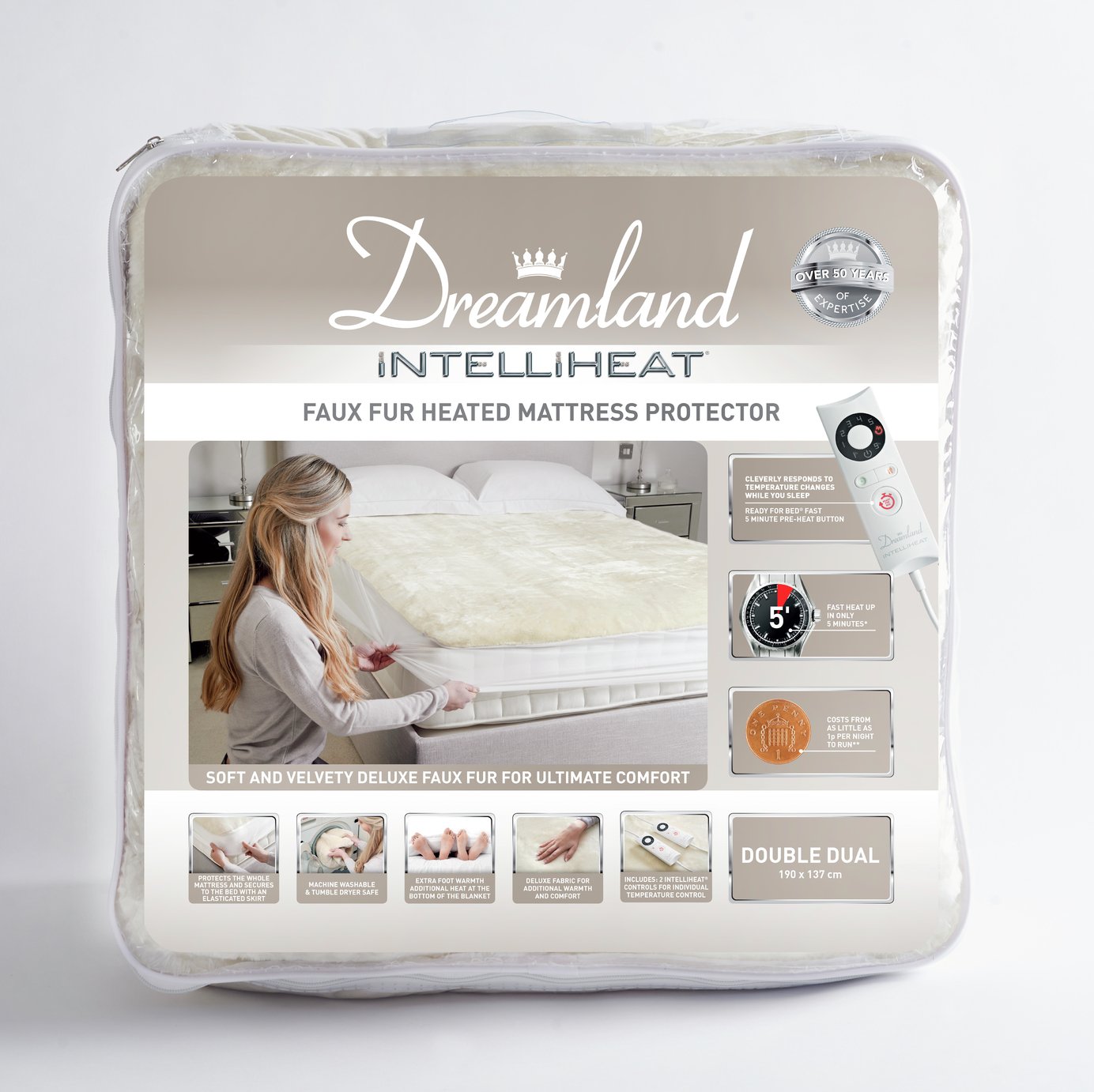 Dreamland Intelliheat Faux Fur Mattress Protector - Kingsize