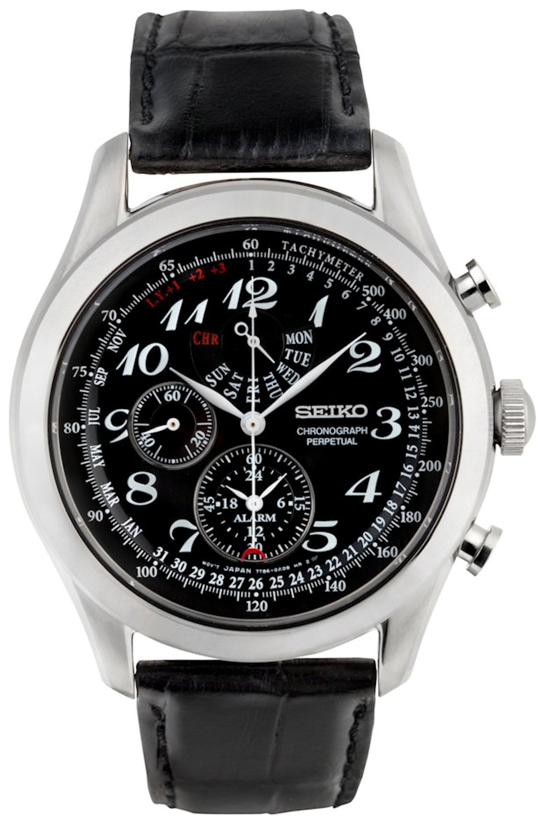 Seiko Men's Perpetual Chronograph Leather Strap Watch