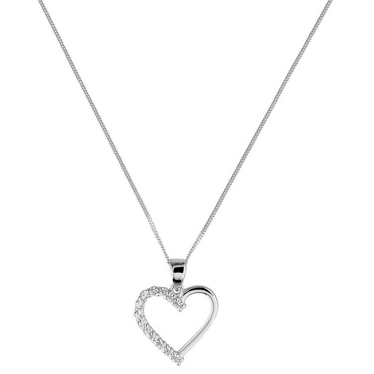 Revere 9ct White Gold Heart Pendant Necklace 0