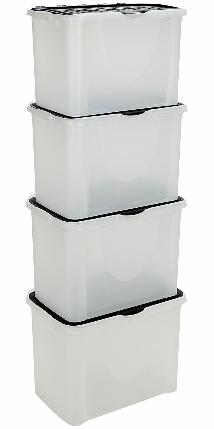 Argos Home 70 Lt Plastic Storage Box w/ Flip Lid - Set of 4
