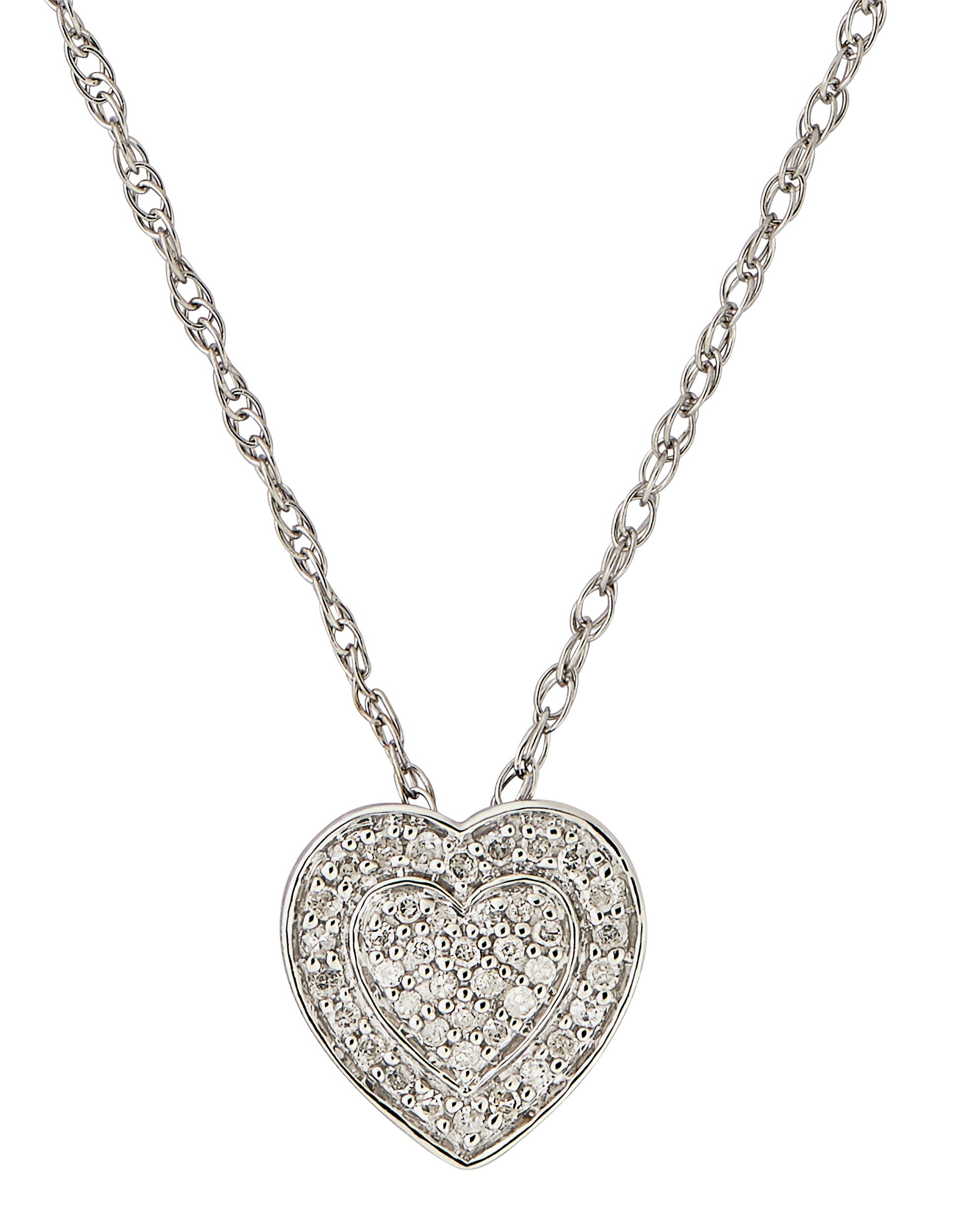 Revere 9ct White Gold 0.10ct tw Diamond Heart Pendant