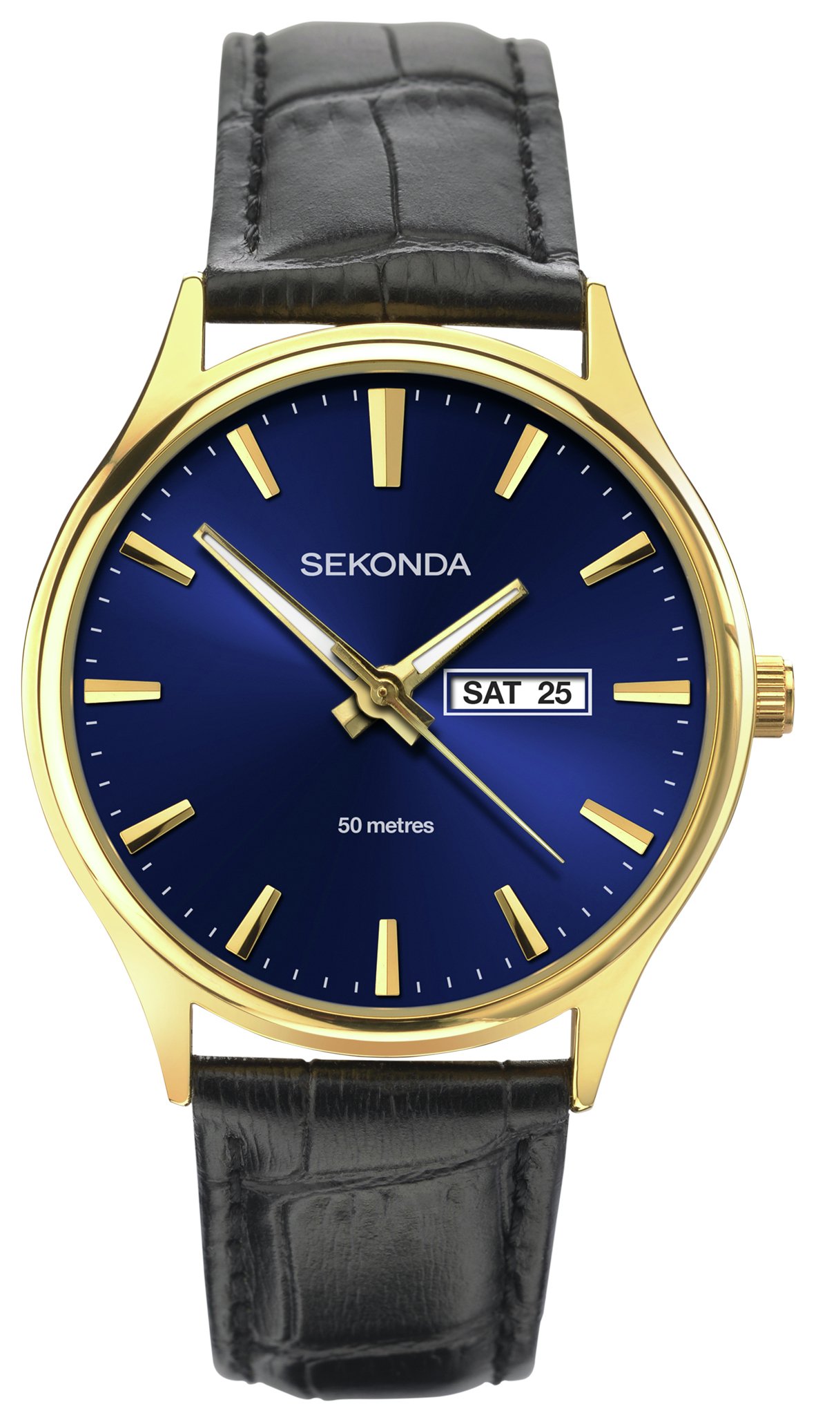 Sekonda Men's Blue Dial Black Strap Watch