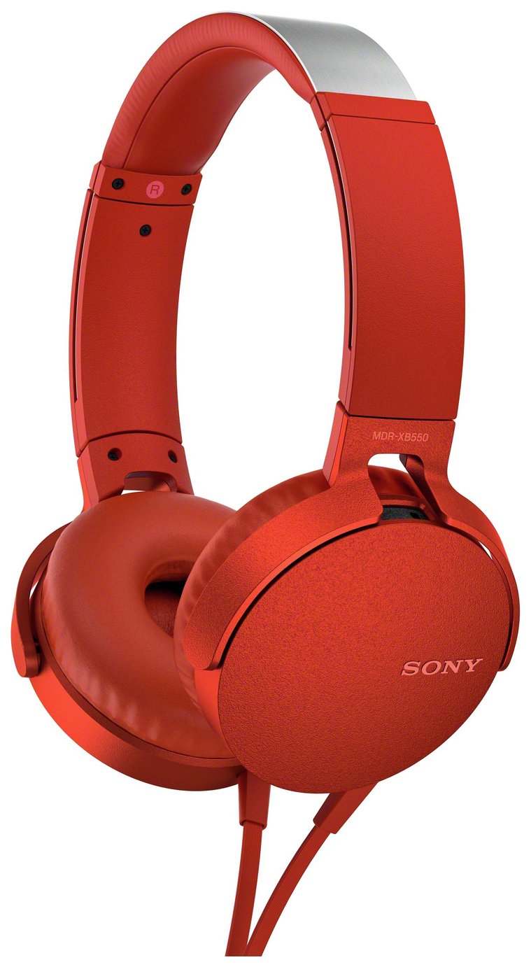 Sony MDR-XB550AP On-Ear Headphones - Red
