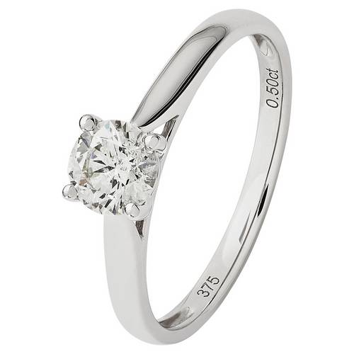 Buy Revere 9ct White Gold 0.50ct Diamond Solitaire Ring Engagement