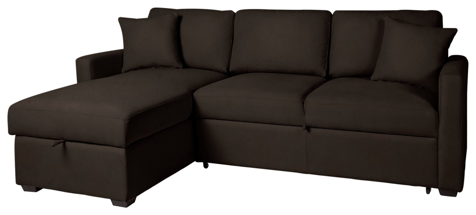 Argos Home Reagan Left Corner Sofa Bed - Dark Brown