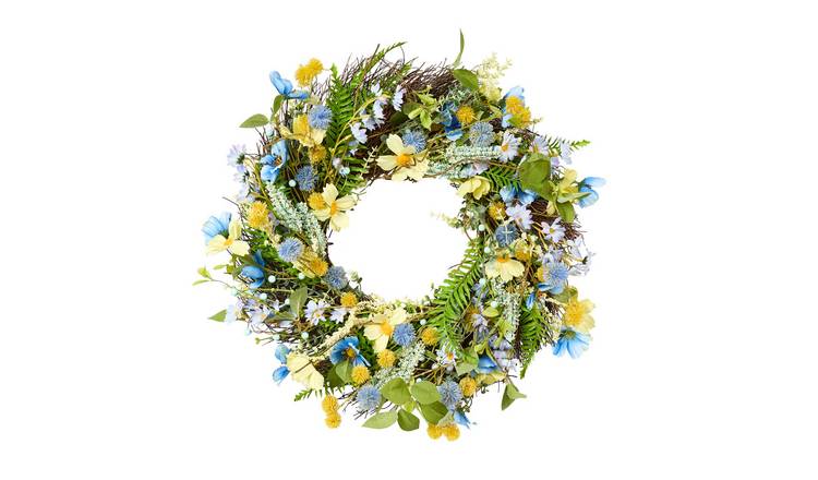 Dibor Blue & Yellow Wildflower Wreath - 60cm