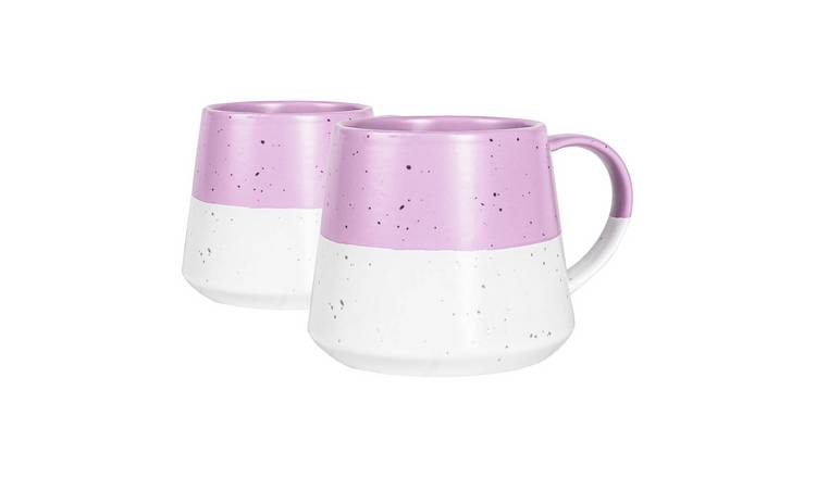 Nicola Spring Colour Block Flecked Belly Coffee Mugs 370ml - Lavender Pack of 2
