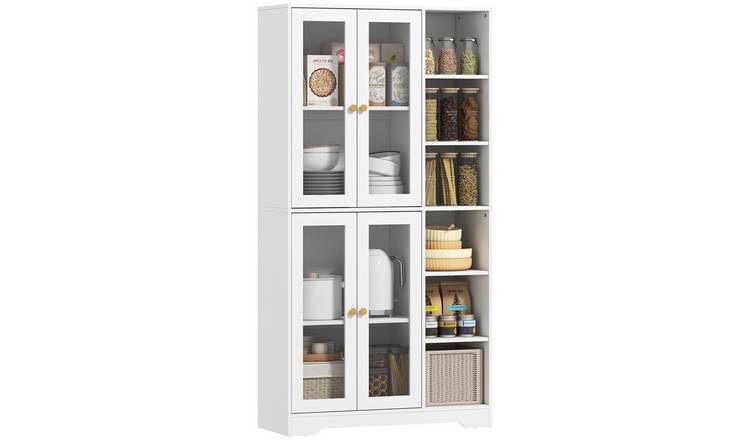 HOMCOM Freestanding Kitchen Cupboard with Adjustable Shelves - White