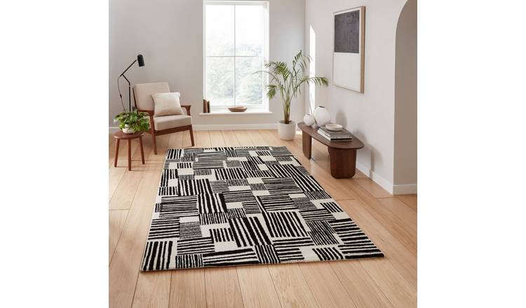Mega Flooring Black Modern Abstract Rug - 80 x 150cm