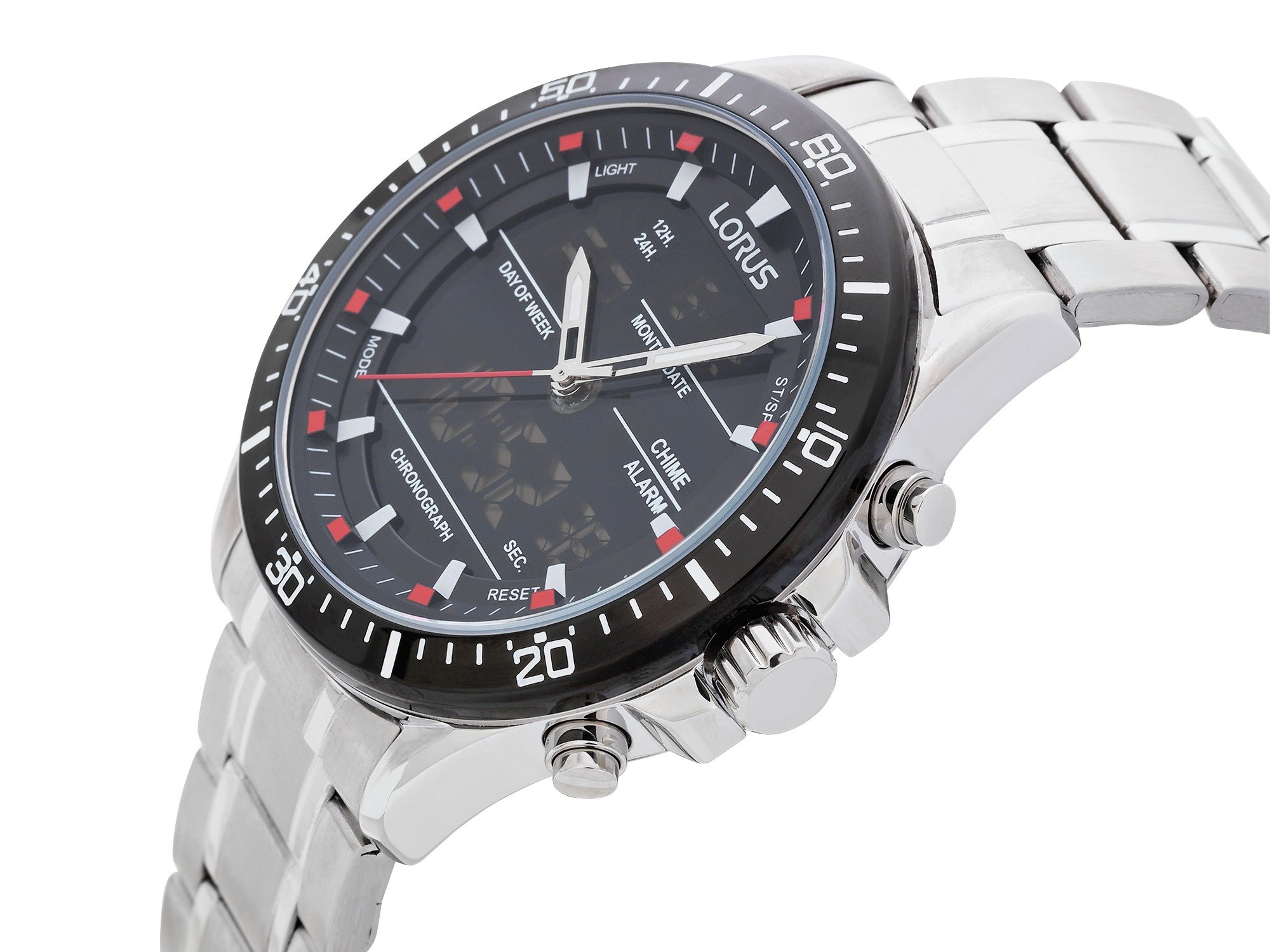 lorus men's blue dial chronograph watch