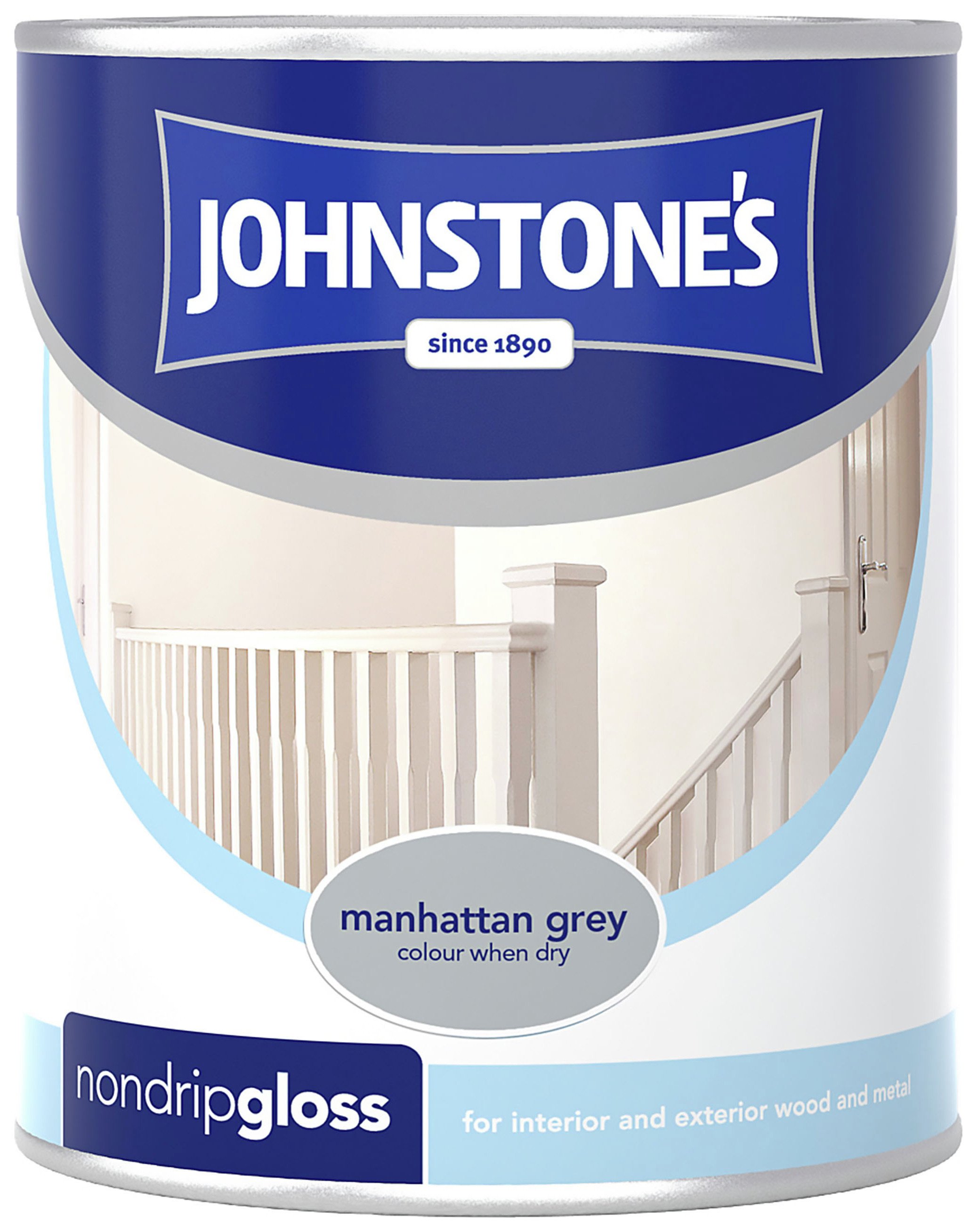 Johnstone's Non Drip Gloss Paint 750ml - Manhattan Grey.
