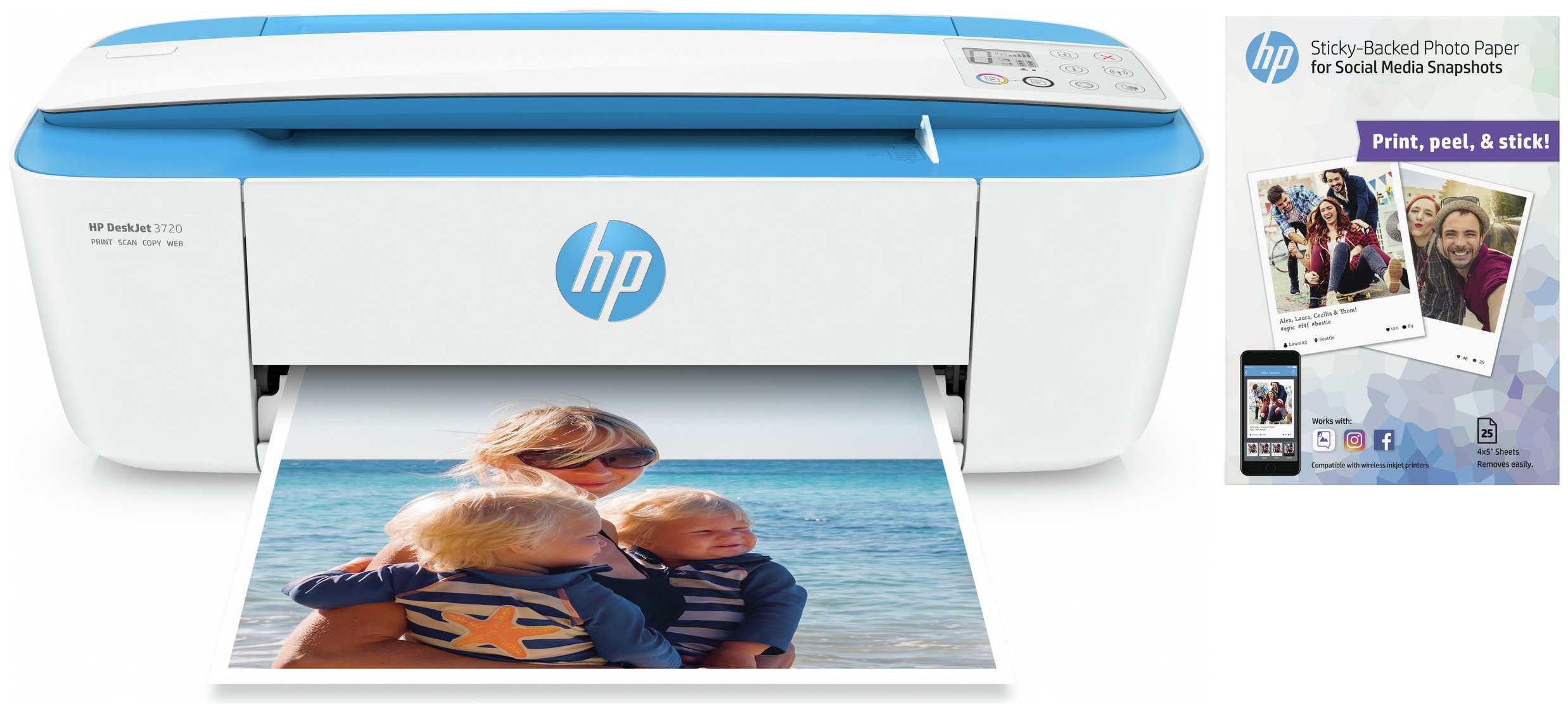 HP Deskjet 3720 Wireless All-in-One Printer Bundle