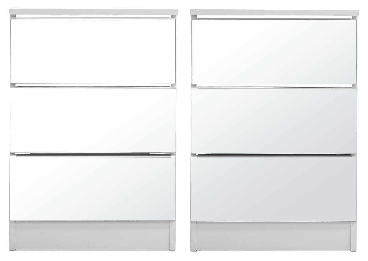 Argos Home Sandon 2 Mirror Bedside Tables Set - White