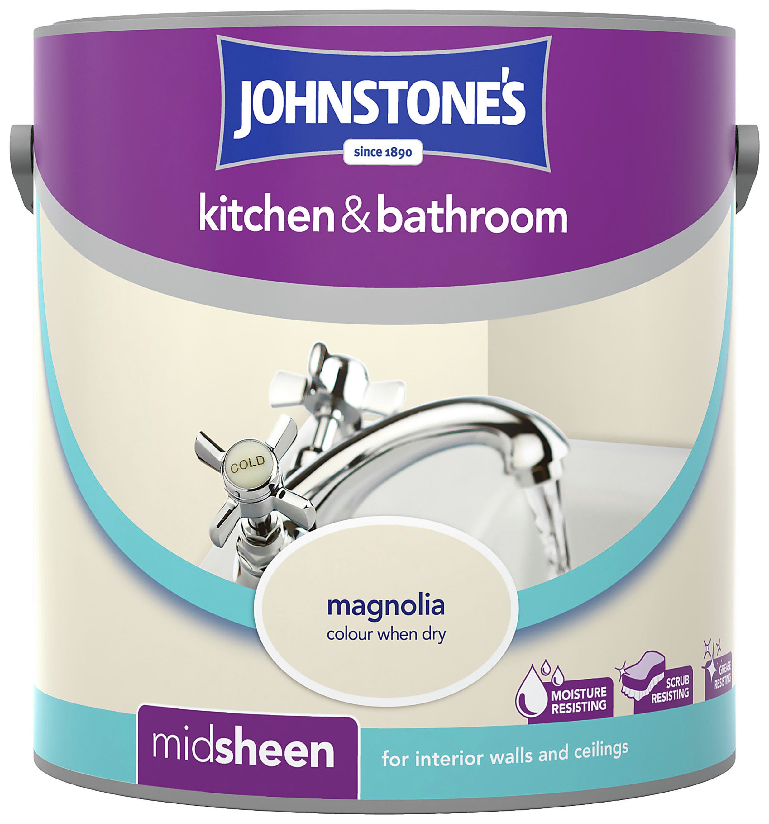 Johnstone's Kitchen/Bathroom Emulsion Paint 2.5L - Magnolia.