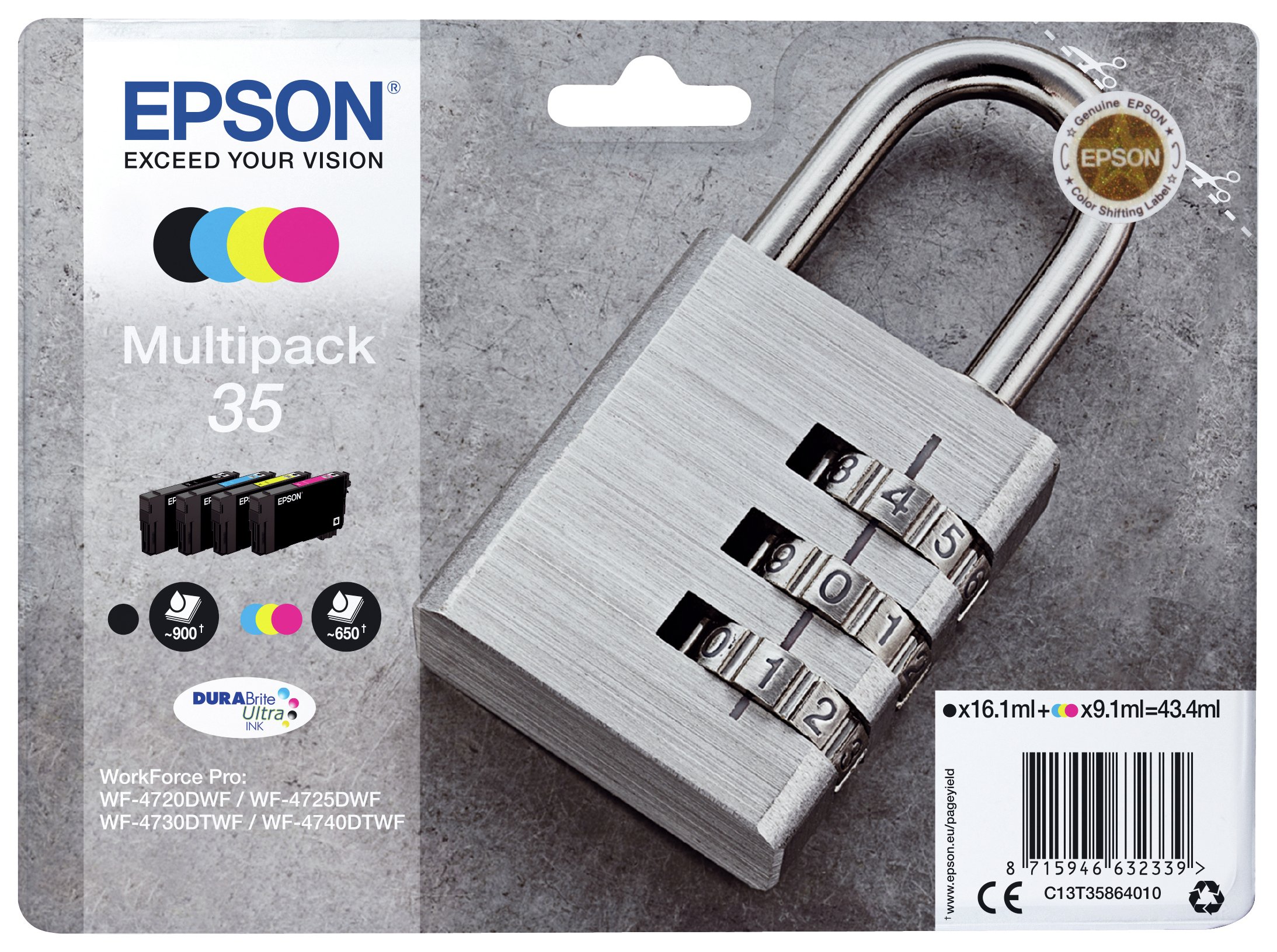 Epson Padlock Ink Cartridge BK/C/M/Y Multipack