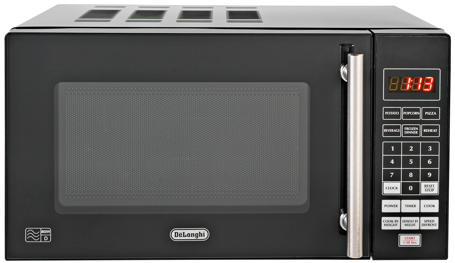 De'Longhi 800W Standard Microwave P80Q7A - Black