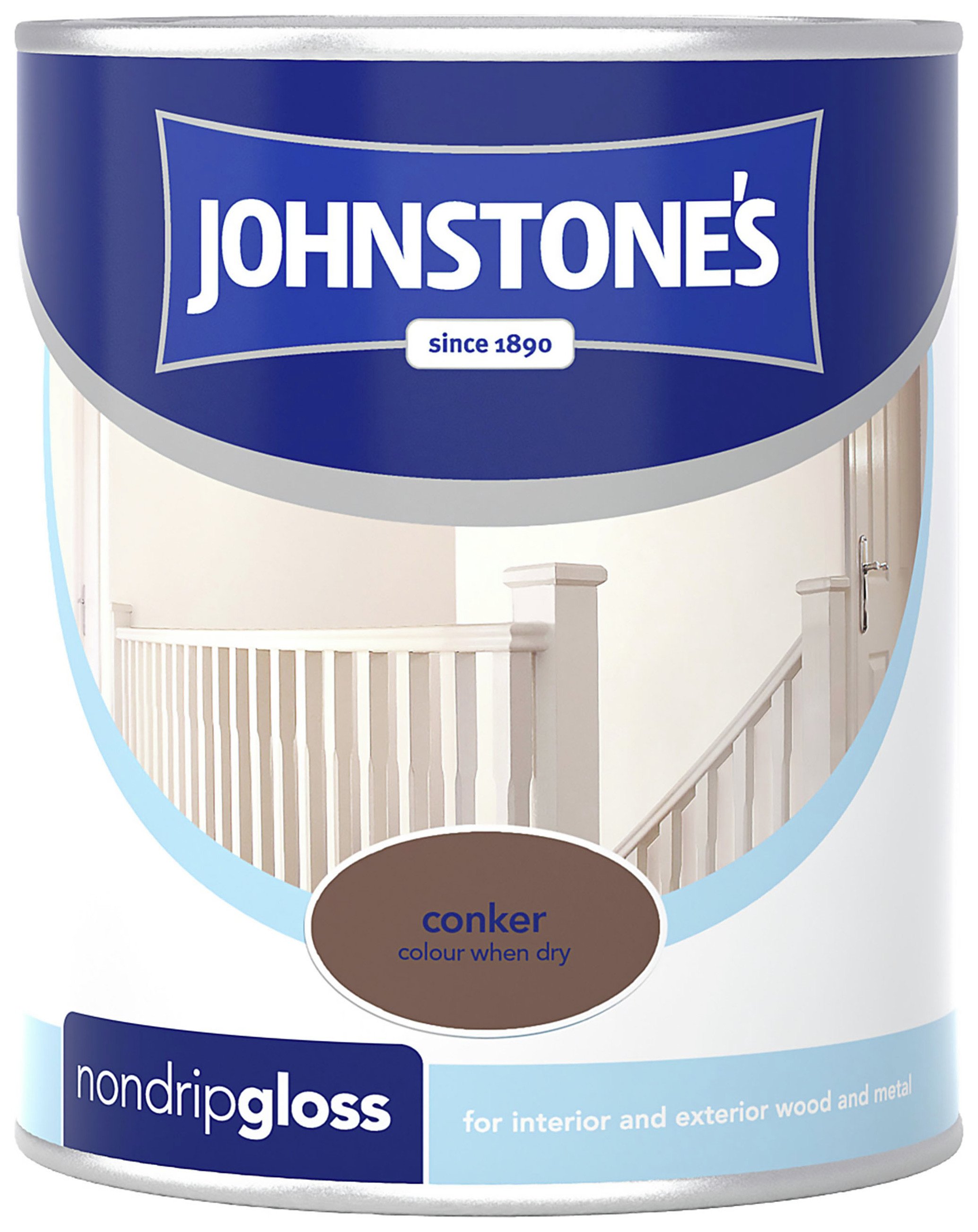 Johnstone's Non Drip Gloss Paint 750ml - Conker.