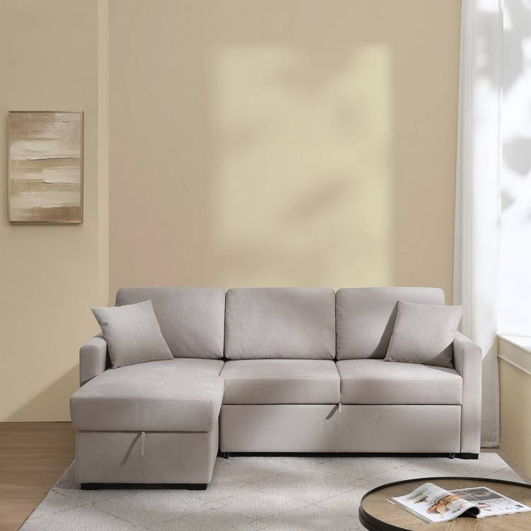 Habitat Reagan Left Hand Storage Corner Chaise Sofa Bed - Natural 0