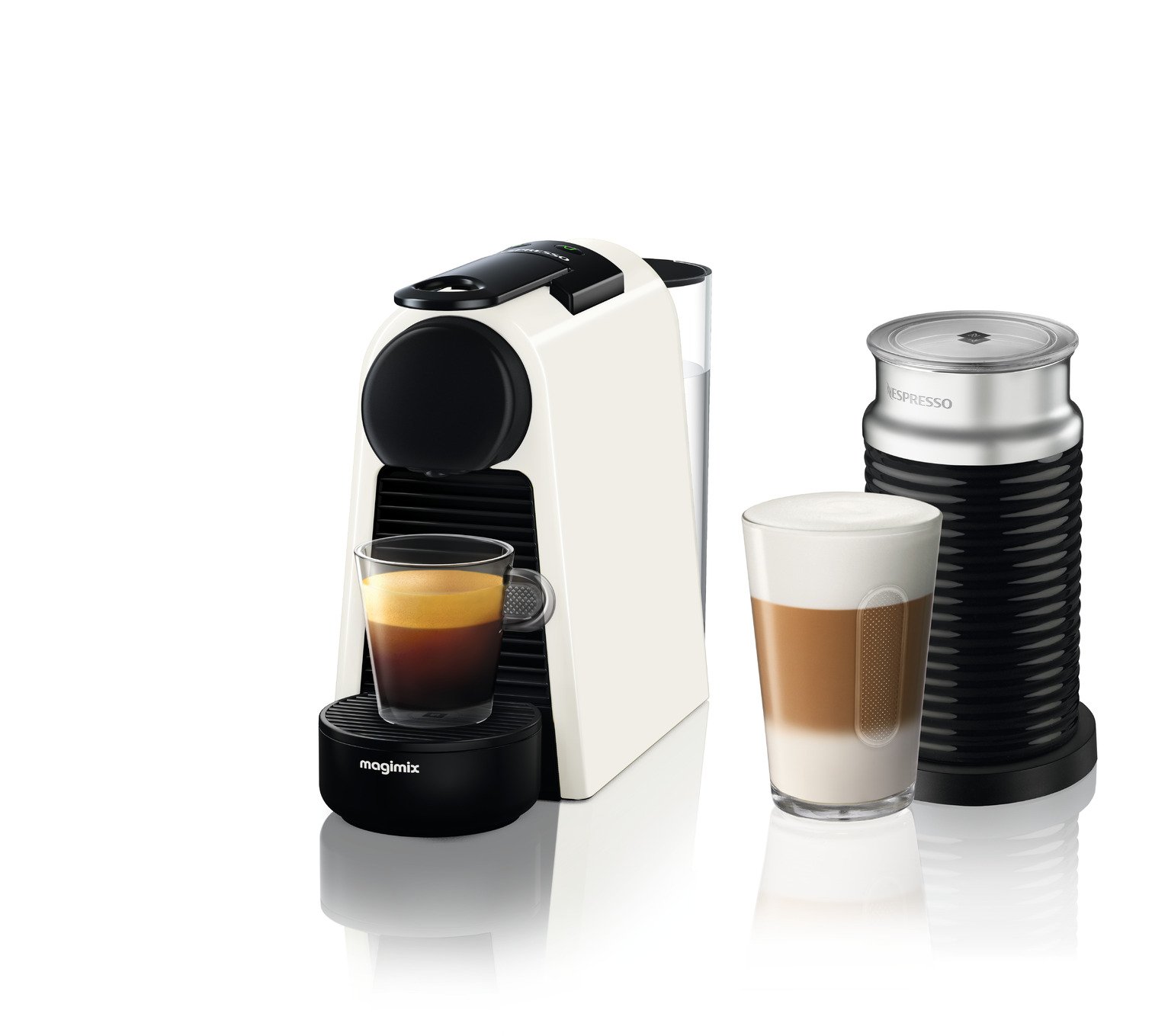 Nespresso Essenza Pod Coffee Machine Bundle by Magimix-White