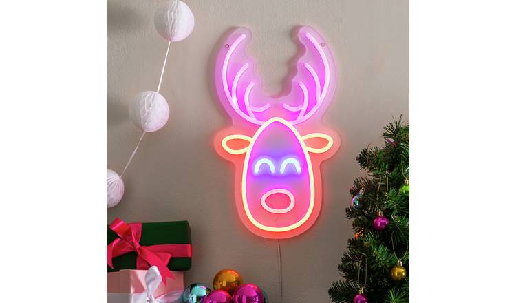 Habitat Neon Effect Rudolf Reindeer Shaped Christmas Lights