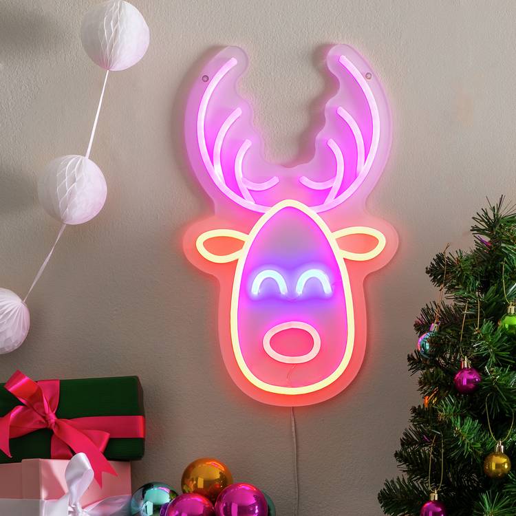 Habitat Neon Effect Rudolf Reindeer Shaped Christmas Lights 0