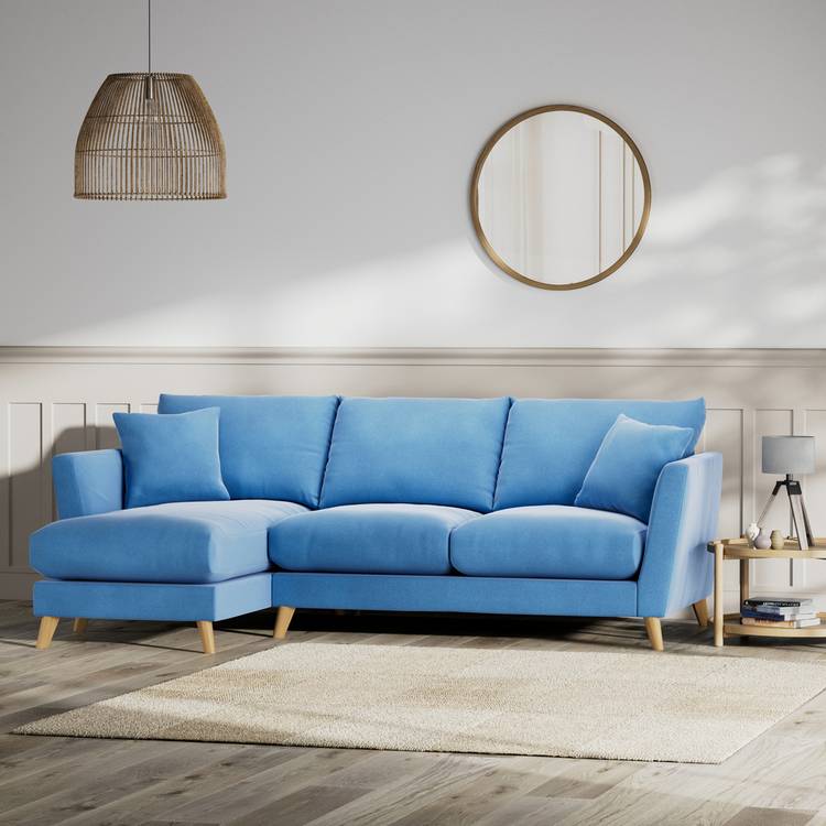 Habitat Lomond Left Hand Corner Sofa - Sky Blue - Ash Leg 0