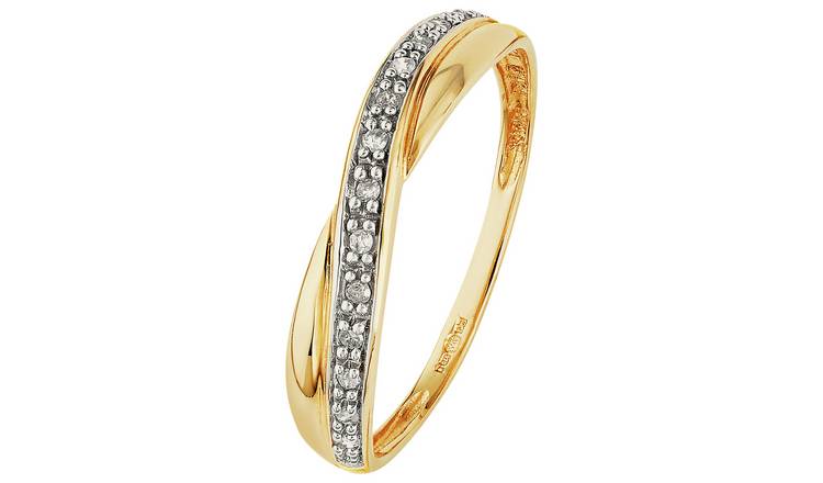 Revere 9ct Gold 0.05ct Diamond Crossover Eternity Ring - Q