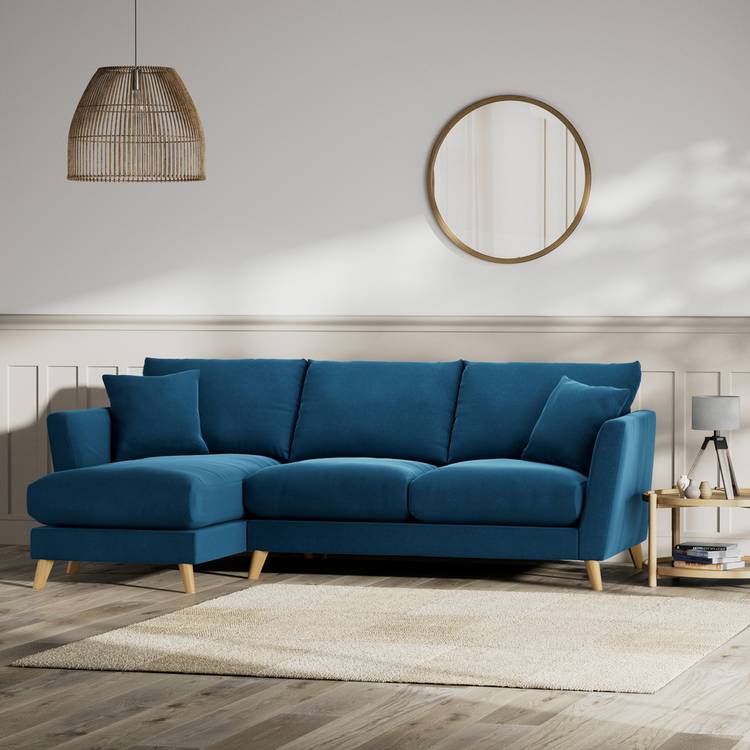 Habitat Lomond Left Hand Corner Sofa - Ink Blue - Ash Leg 0