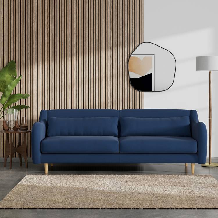 Habitat Turnmill Fabric 4 Seater Sofa - Navy - Ash Leg 0