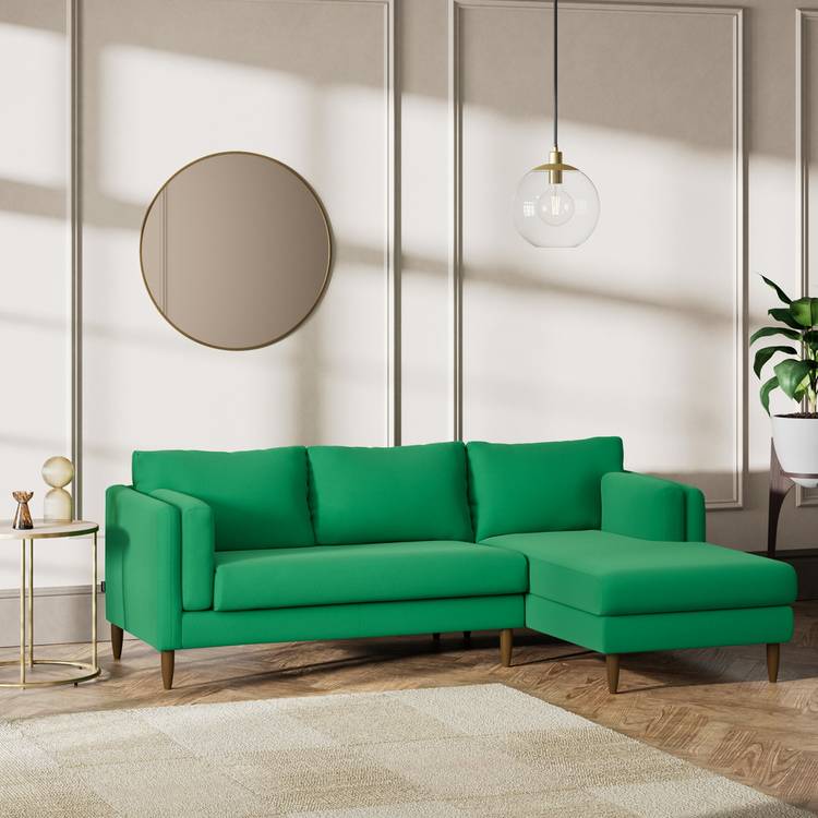 Habitat Newington Right Hand Corner Sofa -  Green -Ash Leg 0