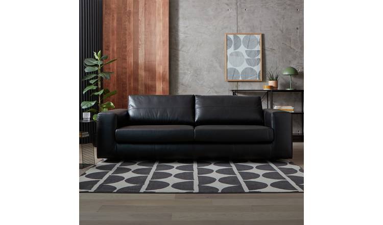 Argos Home Daly Leather Wide Arm 4 Seater Sofa - Black