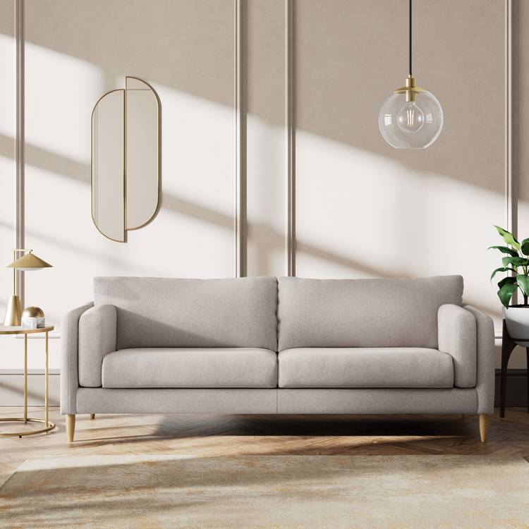 Habitat Newington Fabric 4 Seater Sofa - Stone - Ash Leg 0