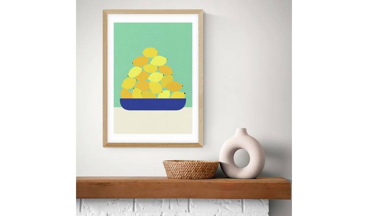 East End Prints Sicily Lemons Oak Frame Art Print - A3