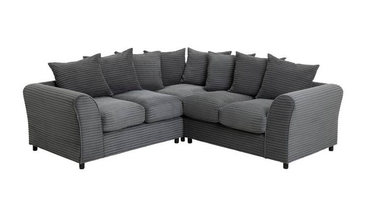 Argos Home Harry Fabric 4 Seater Corner Sofa - Charcoal