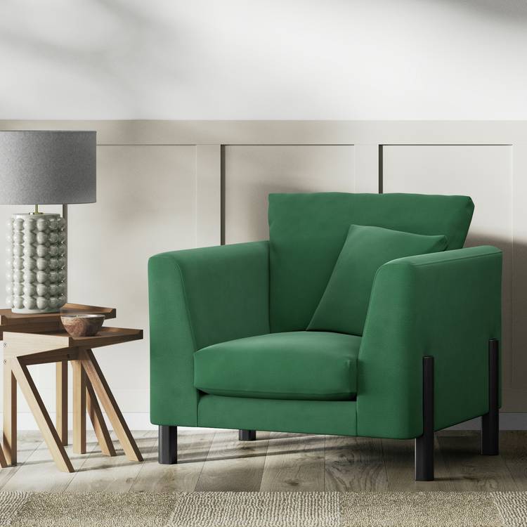 Habitat Aston Fabric Armchair - Green - Black Leg 0