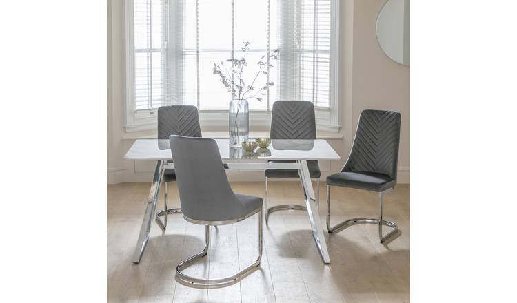 Argos Home Milo Dining Table & 4 Sybil Grey Chairs