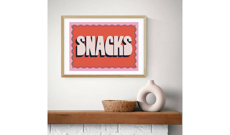 East End Prints Snacks Oak Frame Art Print - A3