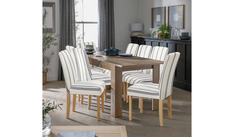 Argos Home Miami Extending Table & 6 White & Blue Chairs