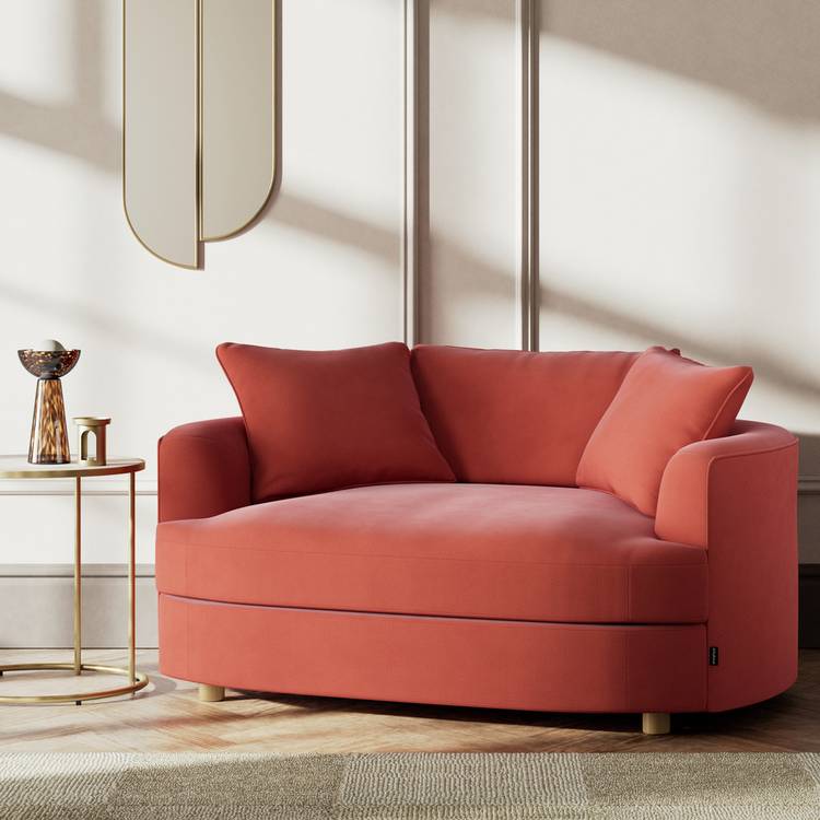 Habitat Sacha Fabric Cuddle Chair - Papaya - Ash Leg 0