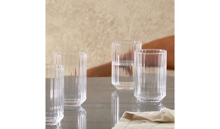 Habitat Clear Wide Ribbed Set of 4 Tumbler Glasses