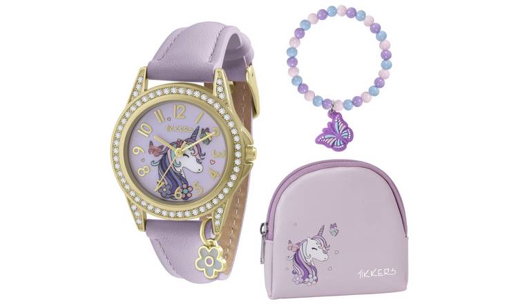 Tikkers Kids Lilac Bracelet, Purse & Unicorn Watch Gift Set