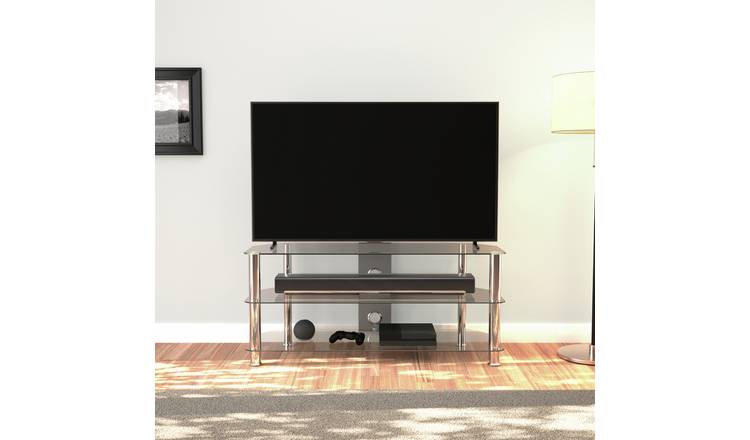 AVF Clear Glass Up to 55 Inch TV Stand - Silver