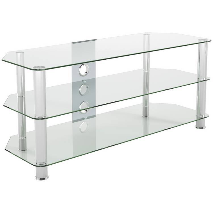 AVF Clear Glass Up to 55 Inch TV Stand - Silver 0