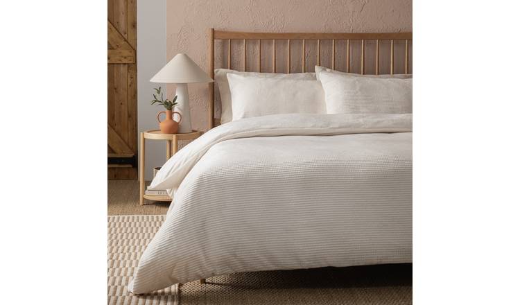 Argos Home Waffle Fleece Ivory Bedding Set - Single