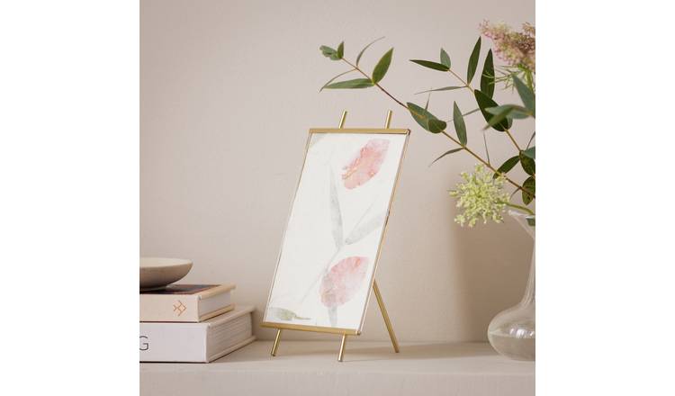 Habitat Glass Easel Photo Frame - Gold - 18x10cm