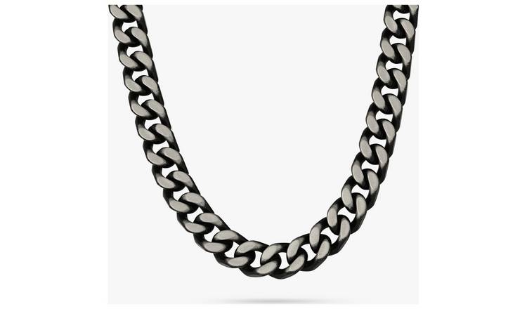 Revere Men's Antiqued Stainless Steel Curb Chain Necklace