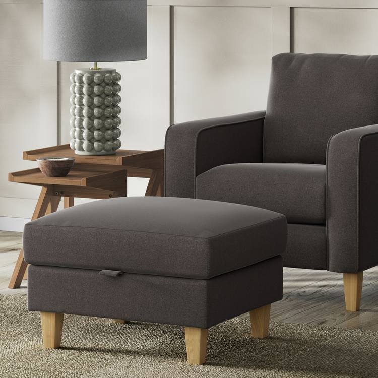 Habitat Felin Velvet Storage Footstool - Slate Grey 0